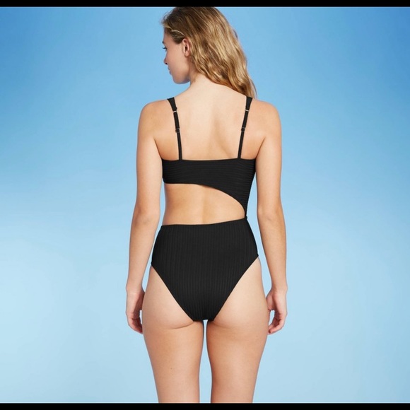 Ribbed Black Cut Out One Piece Swimsuit | Shade & Shore - Picture 5 of 5